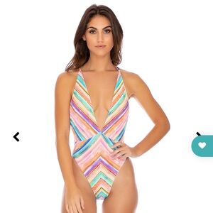 Luli Fama One-Piece Heat Waves Deep-V Swimsuit XL (fits like a Medium-Large)